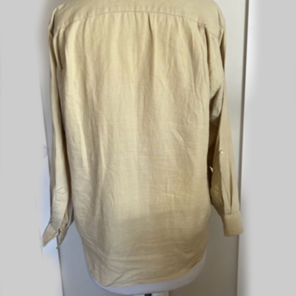 RALPH LAUREN  - SHIRT/BLOUSE  (LAUREN)  SMALL  LINEN  - BEIGE/MUSTARD - Picture 4 of 7